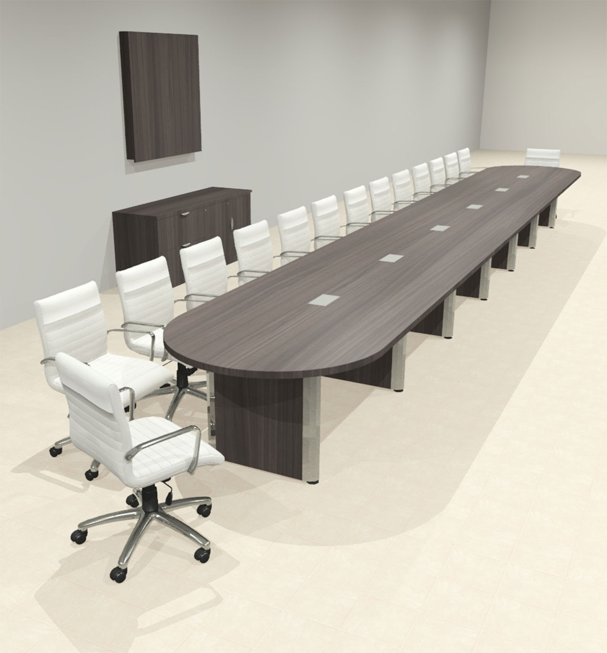 Racetrack Cable Management 28' Feet Conference Table, #OF-CON-CRP80