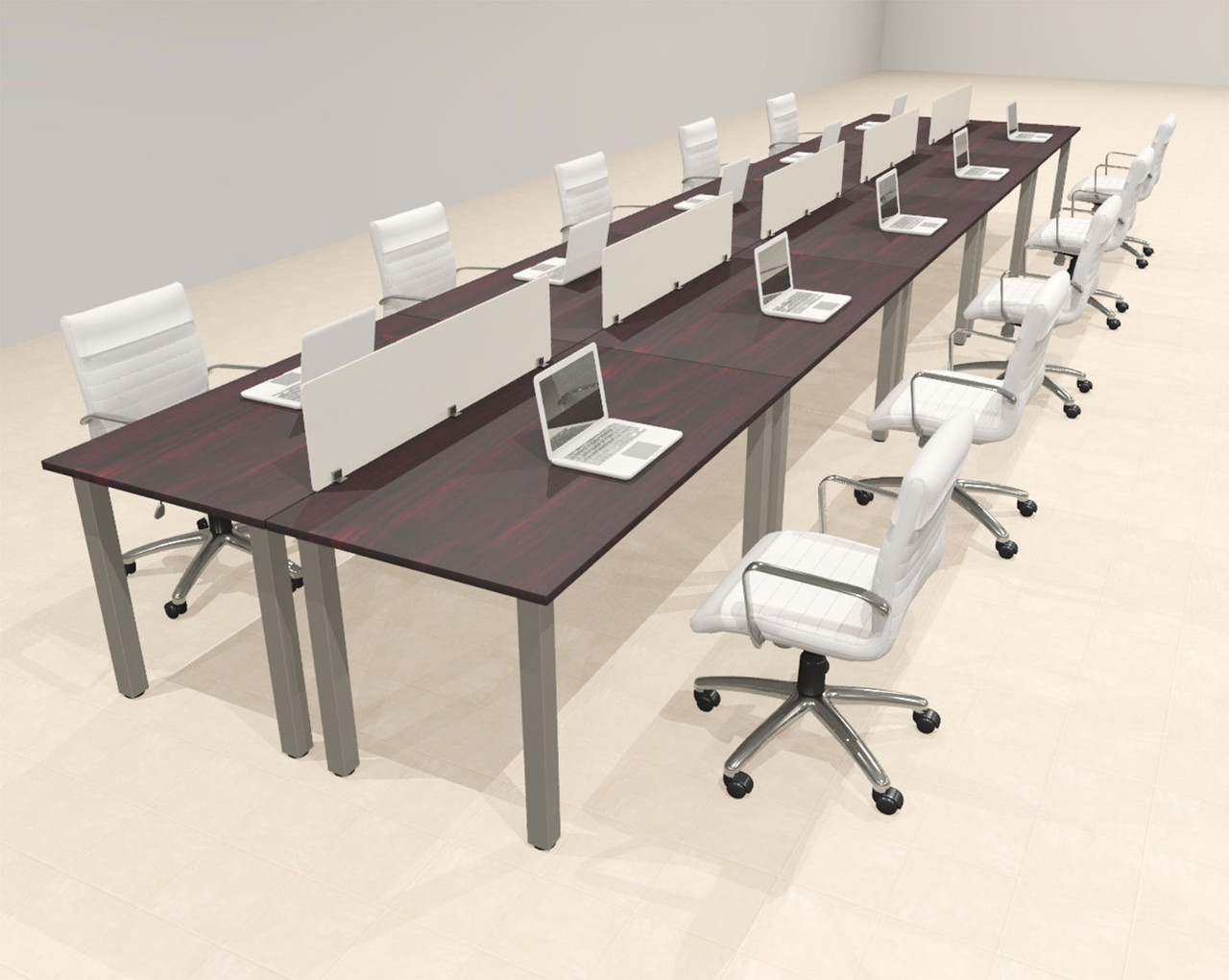 10 Person Modern  Metal Leg Office Workstation Desk Set, #OT-SUL-FPM23