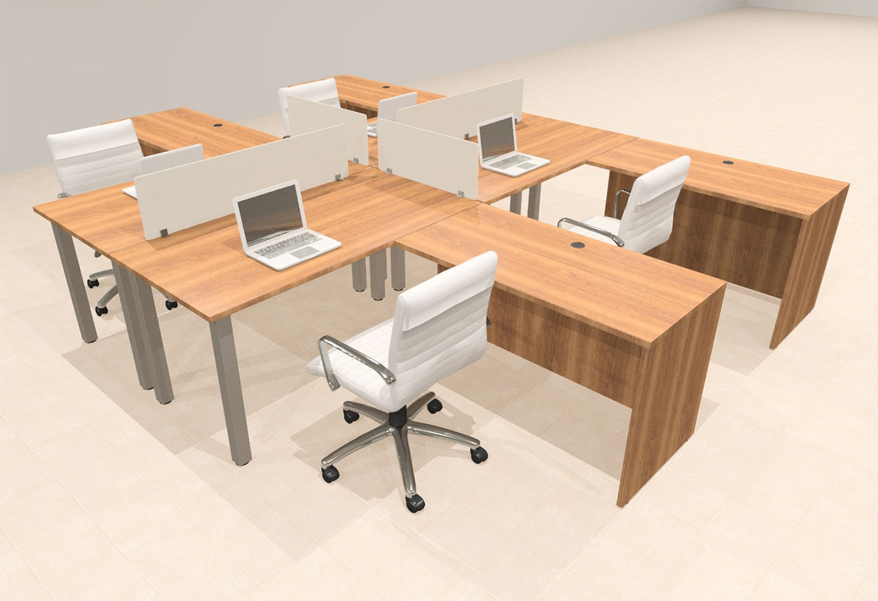 4 Person Modern  Metal Leg Office Workstation Desk Set, #OT-SUL-FPM96