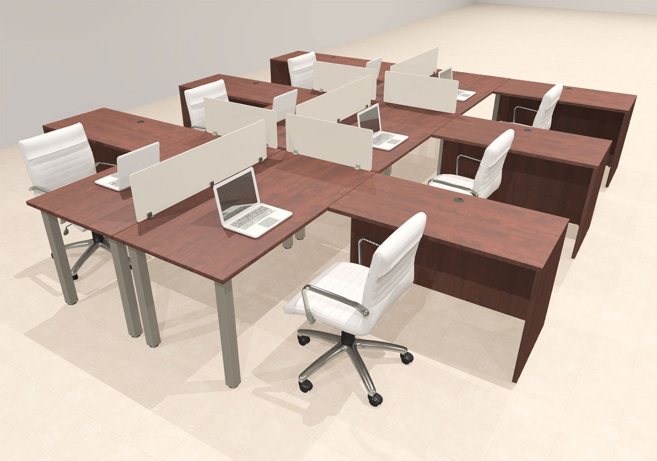 6 Person Modern  Metal Leg Office Workstation Desk Set, #OT-SUL-FPM102