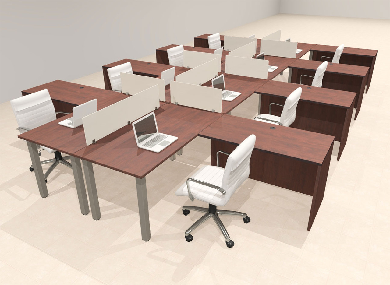 8 Person Modern  Metal Leg Office Workstation Desk Set, #OT-SUL-FPM107