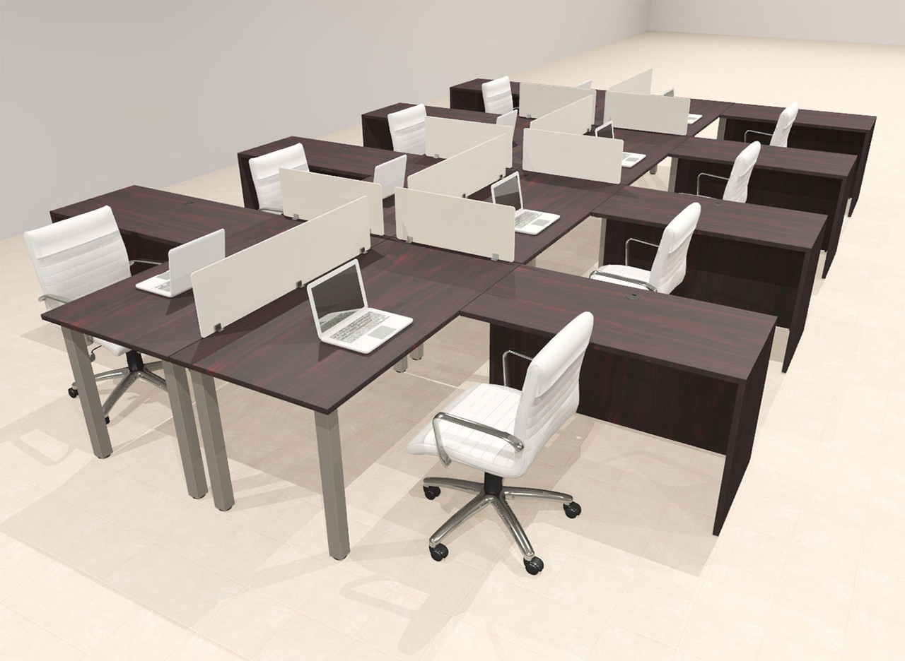 8 Person Modern  Metal Leg Office Workstation Desk Set, #OT-SUL-FPM108