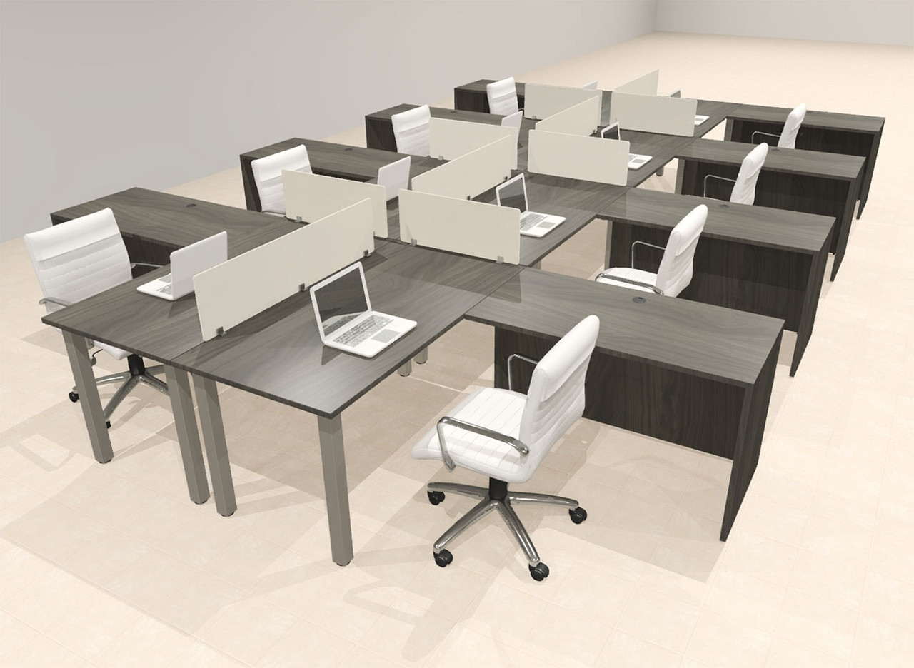 8 Person Modern  Metal Leg Office Workstation Desk Set, #OT-SUL-FPM110