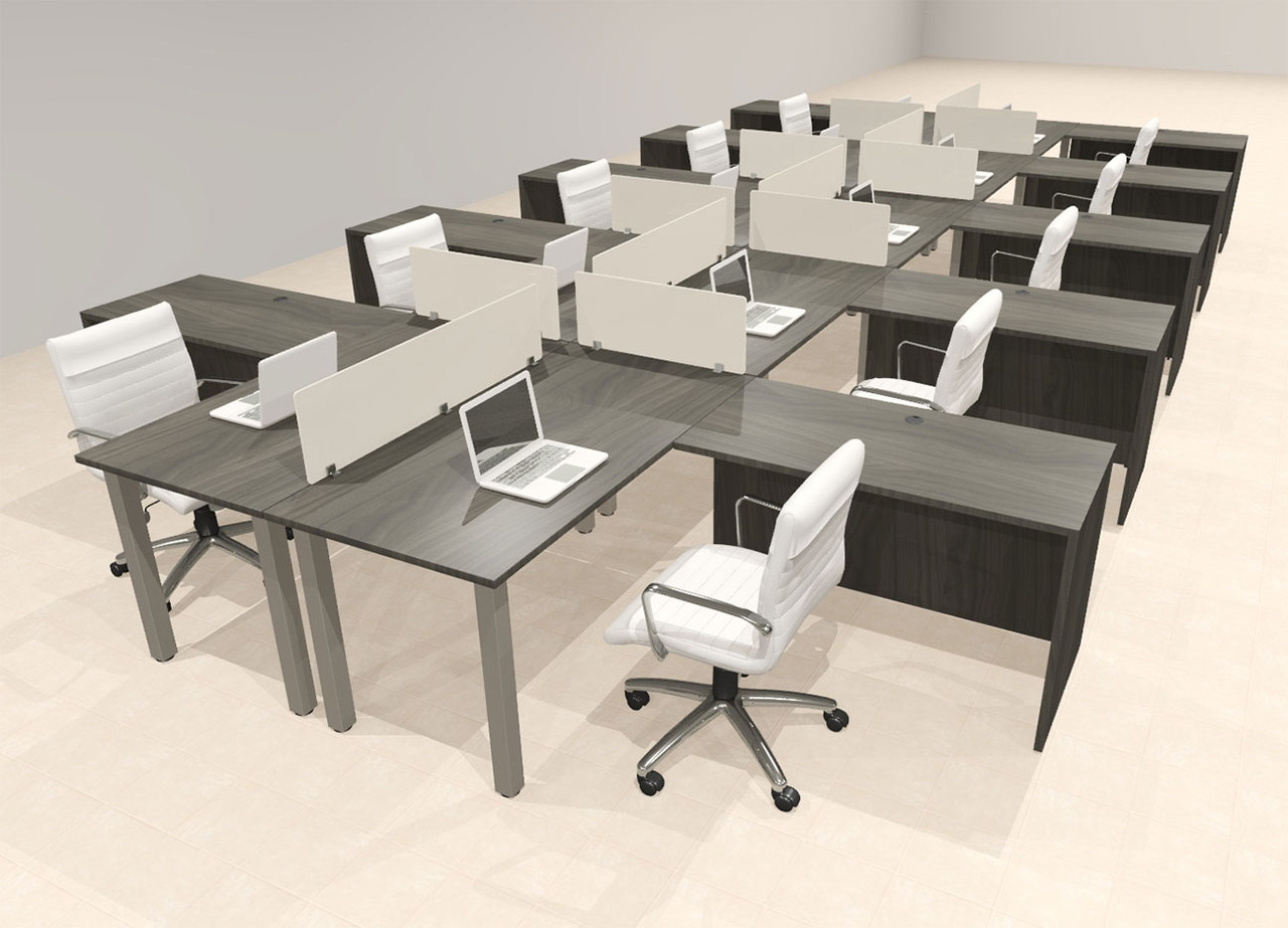 10 Person Modern  Metal Leg Office Workstation Desk Set, #OT-SUL-FPM115
