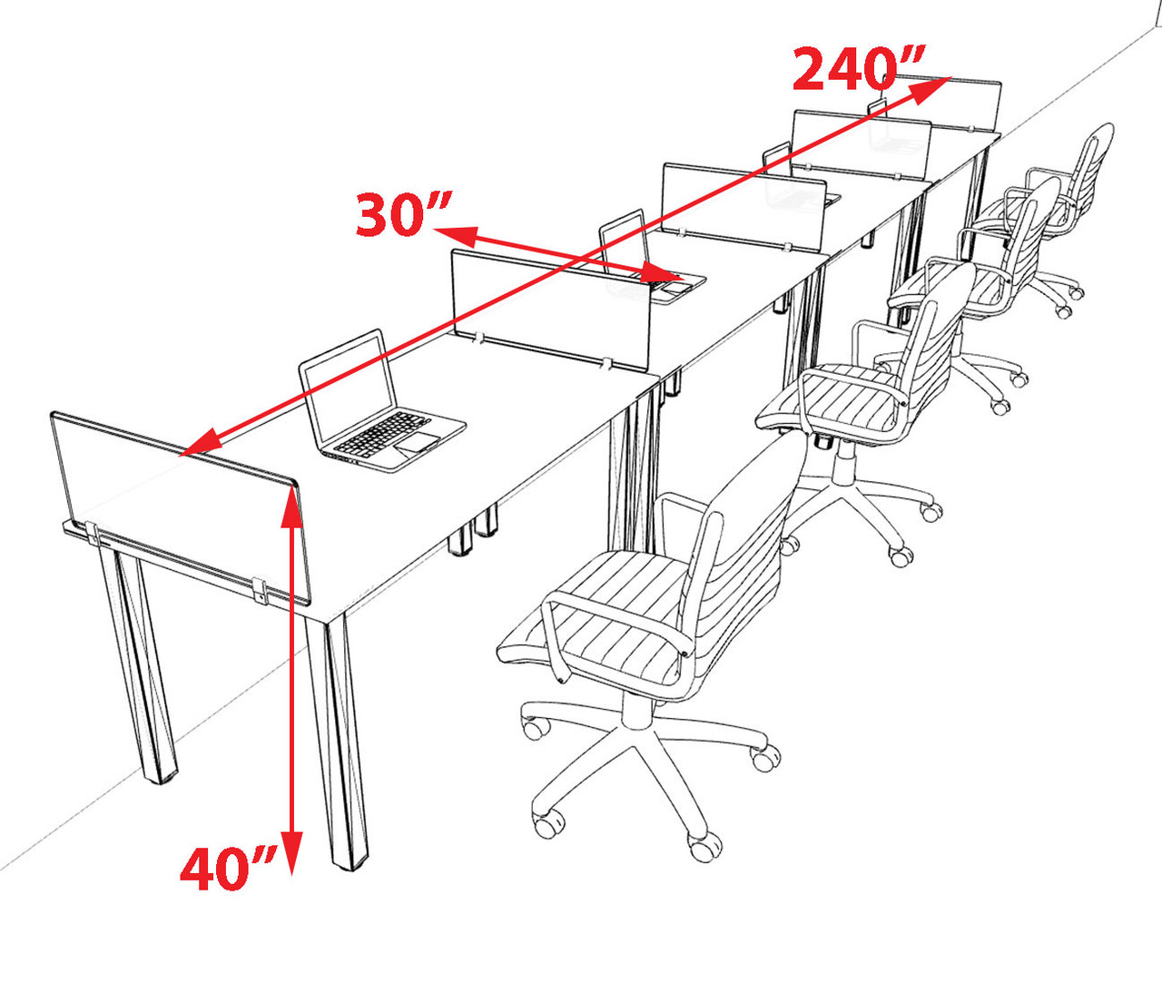 4 Person Modern  Metal Leg Office Workstation Desk Set, #OT-SUL-SPM14