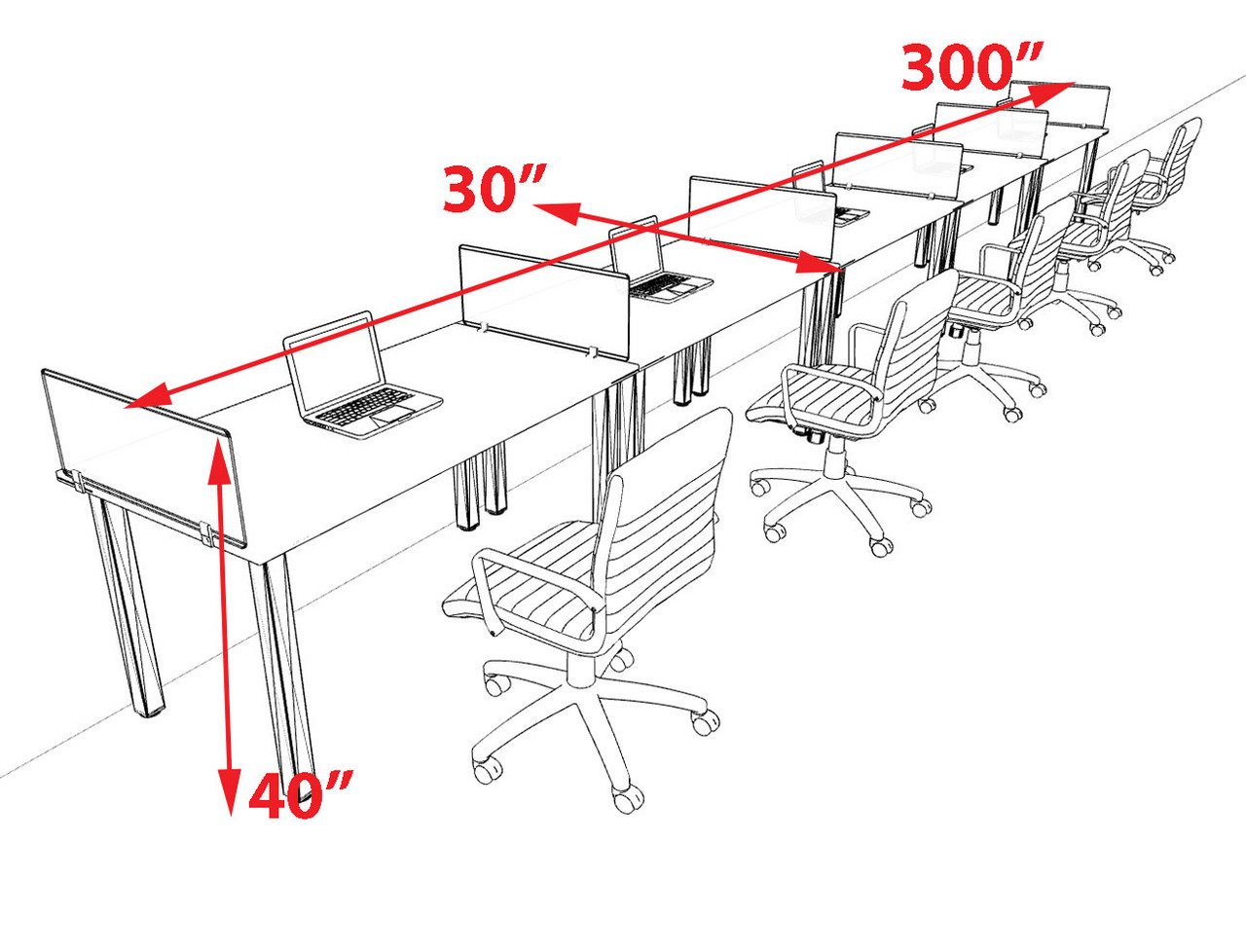 5 Person Modern  Metal Leg Office Workstation Desk Set, #OT-SUL-SPM18