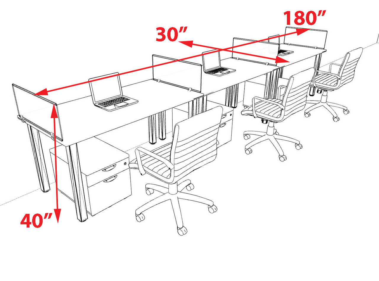 3 Person Modern  Metal Leg Office Workstation Desk Set, #OT-SUL-SPM34