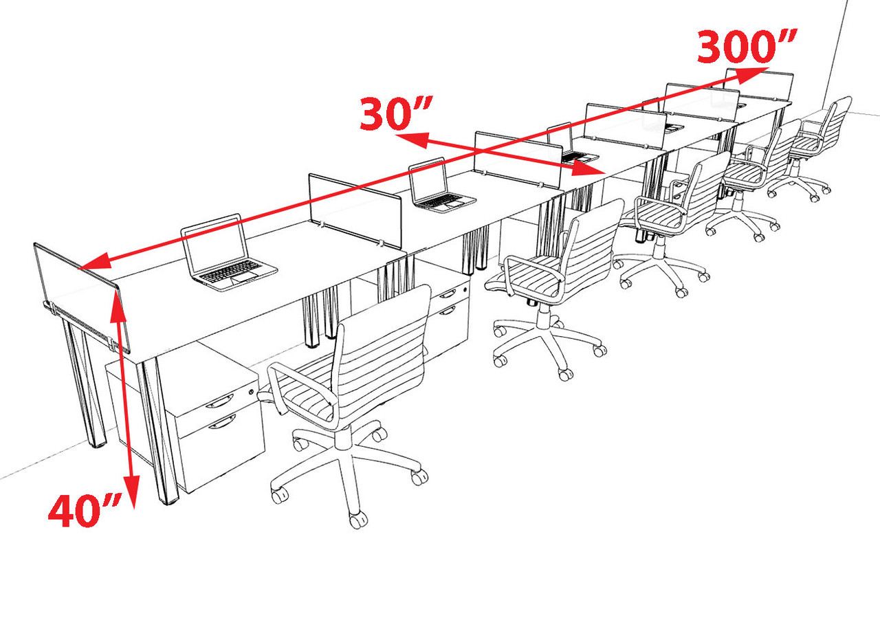 5 Person Modern  Metal Leg Office Workstation Desk Set, #OT-SUL-SPM41