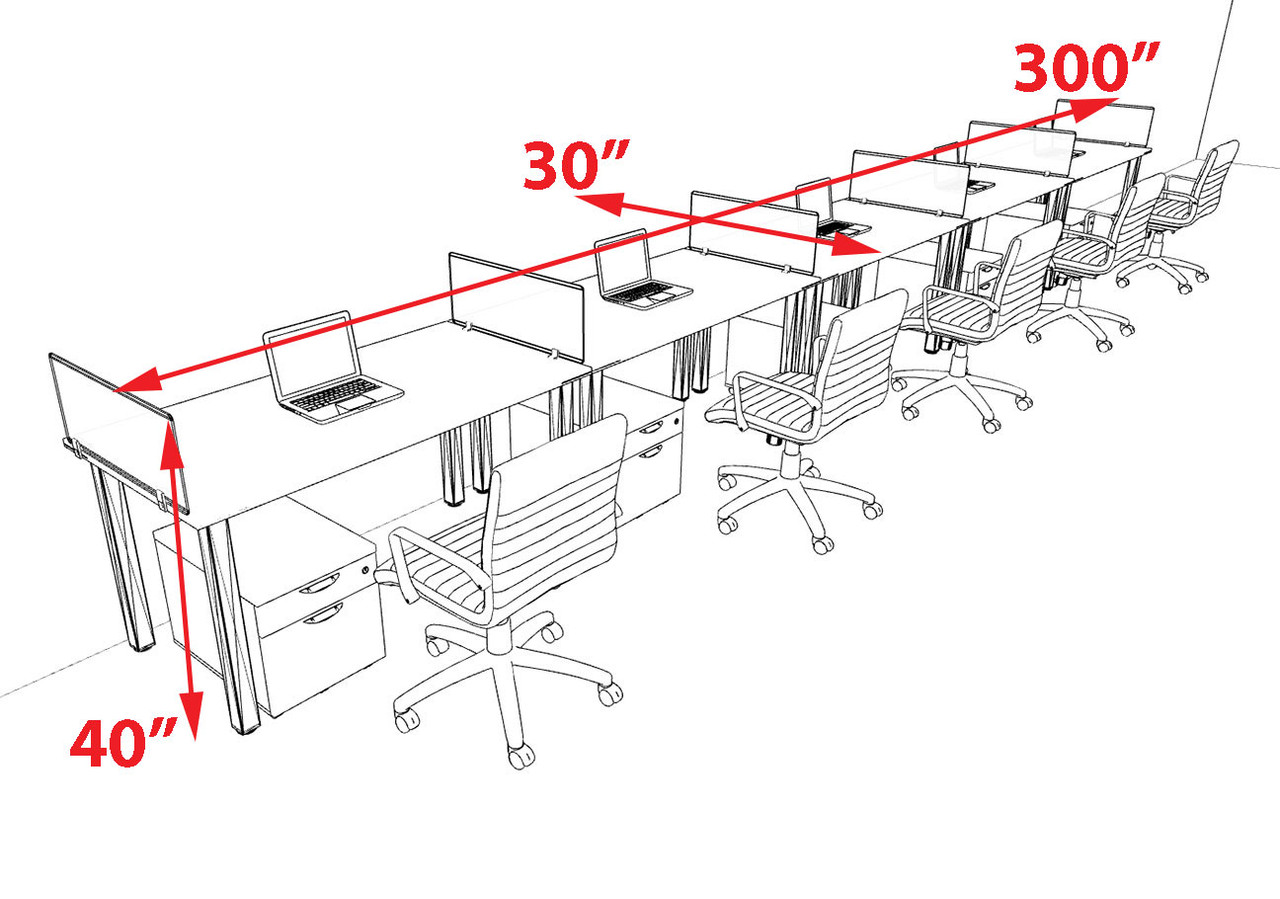 5 Person Modern  Metal Leg Office Workstation Desk Set, #OT-SUL-SPM43