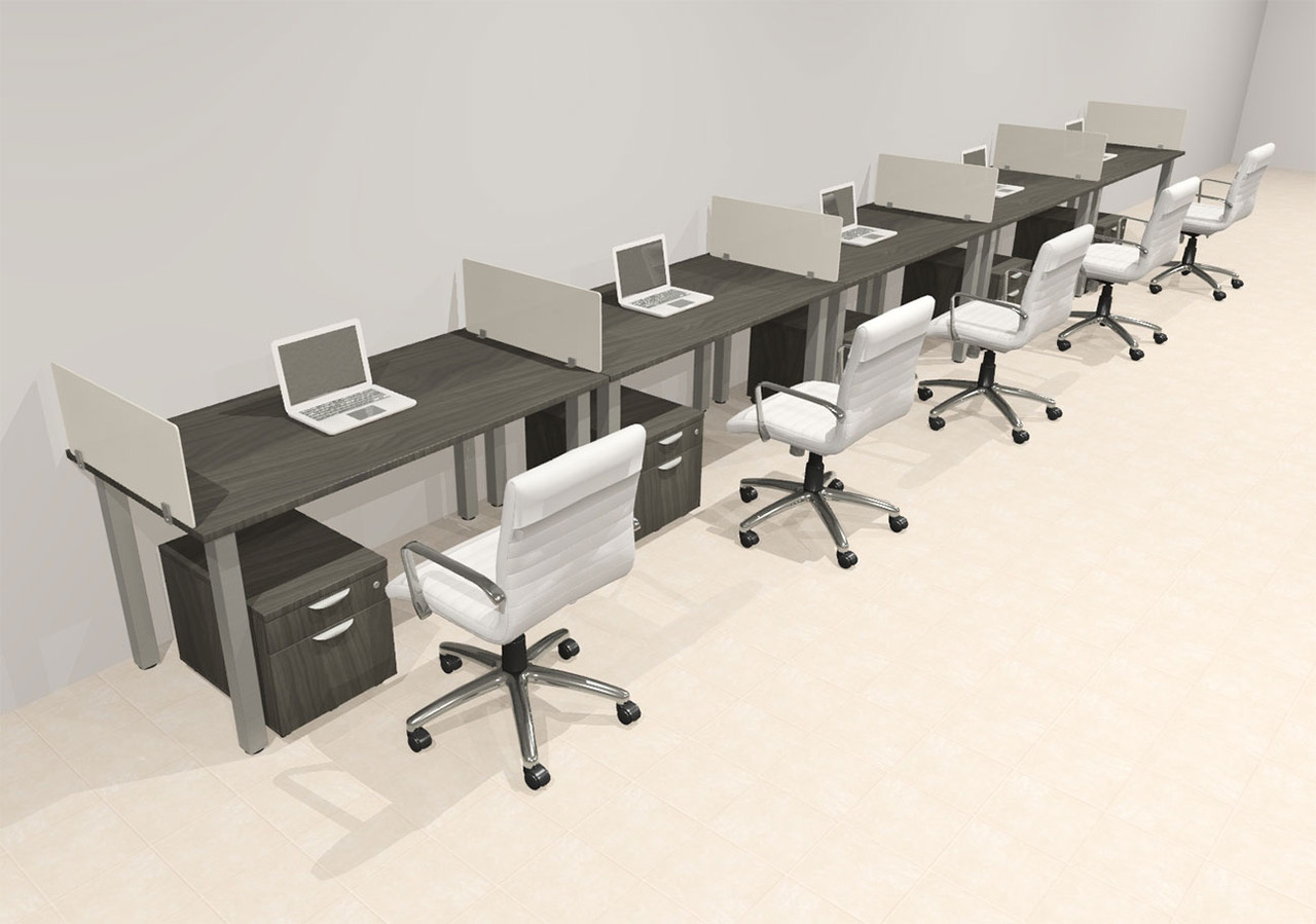 5 Person Modern  Metal Leg Office Workstation Desk Set, #OT-SUL-SPM45