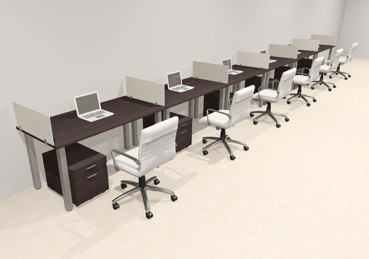 6 Person Modern  Metal Leg Office Workstation Desk Set, #OT-SUL-SPM48