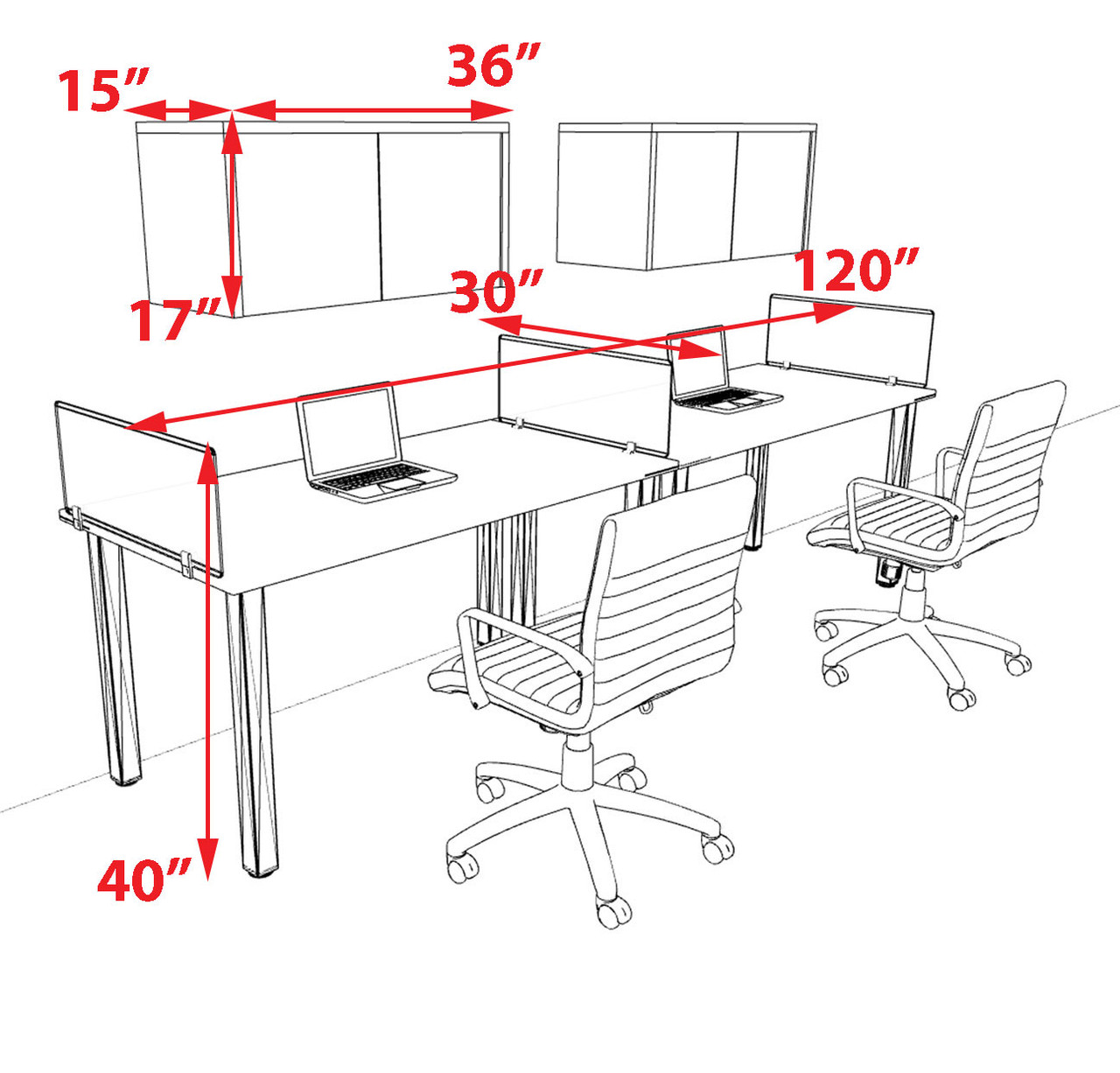 2 Person Modern  Metal Leg Office Workstation Desk Set, #OT-SUL-SPM51