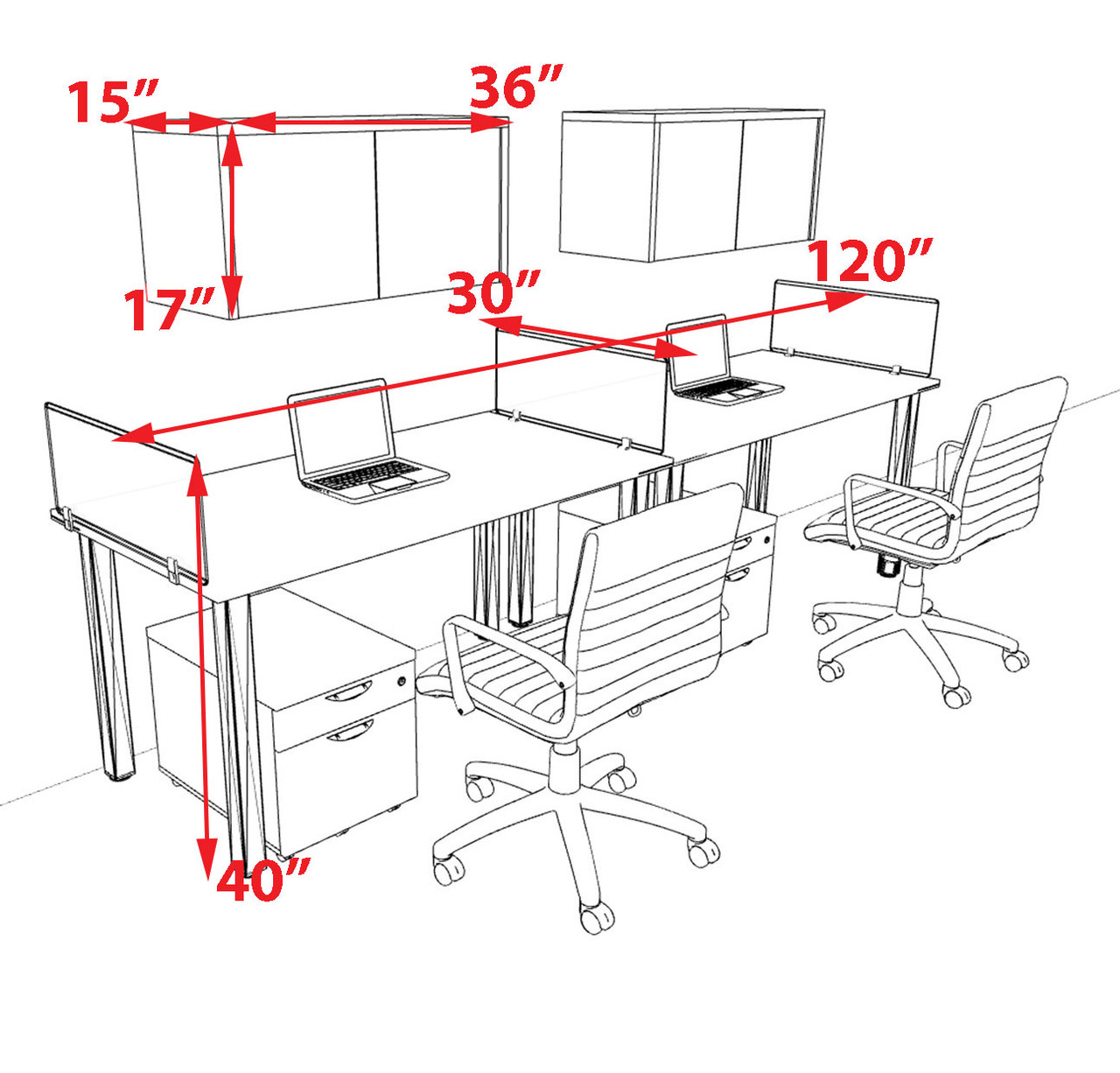 2 Person Modern  Metal Leg Office Workstation Desk Set, #OT-SUL-SPM80