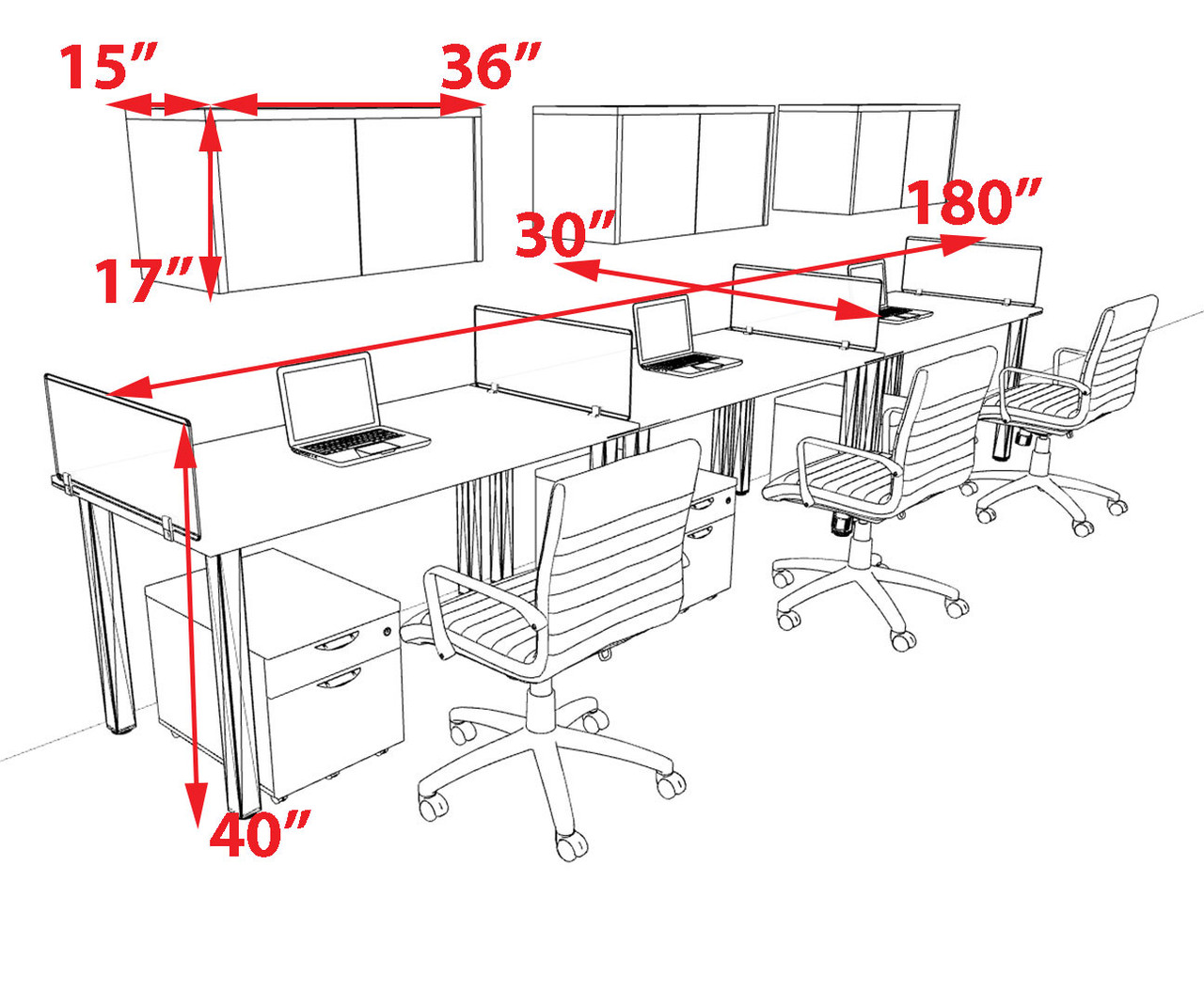3 Person Modern  Metal Leg Office Workstation Desk Set, #OT-SUL-SPM81