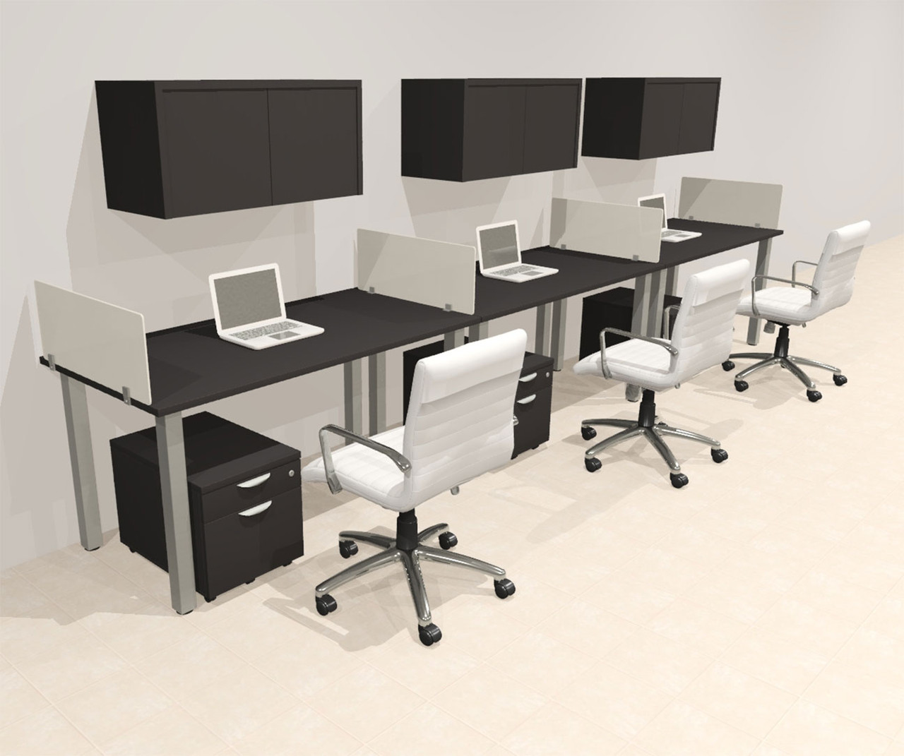 3 Person Modern  Metal Leg Office Workstation Desk Set, #OT-SUL-SPM84