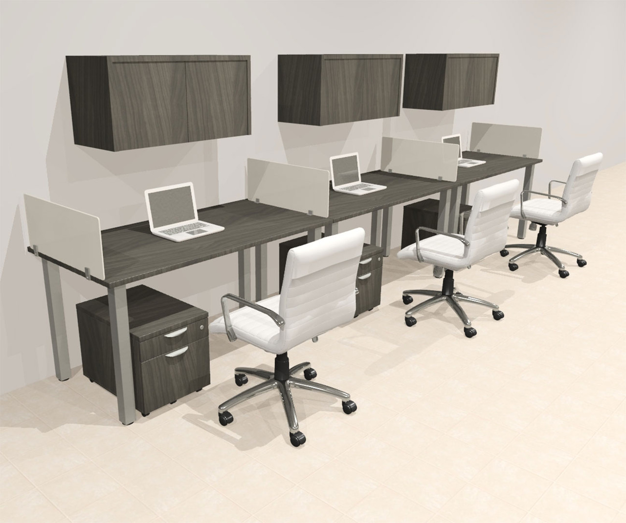 3 Person Modern  Metal Leg Office Workstation Desk Set, #OT-SUL-SPM85