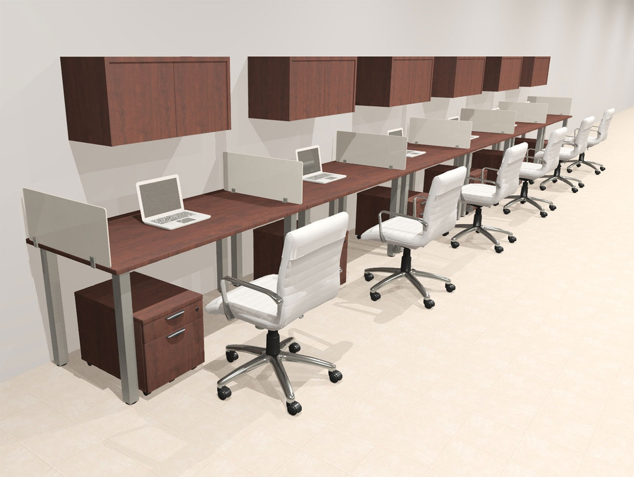 6 Person Modern  Metal Leg Office Workstation Desk Set, #OT-SUL-SPM97
