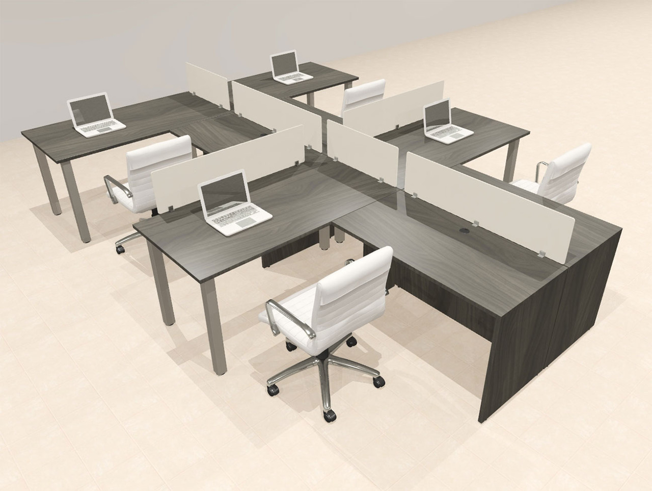 4 Person Modern  Metal Leg Office Workstation Desk Set, #OT-SUL-SPM110