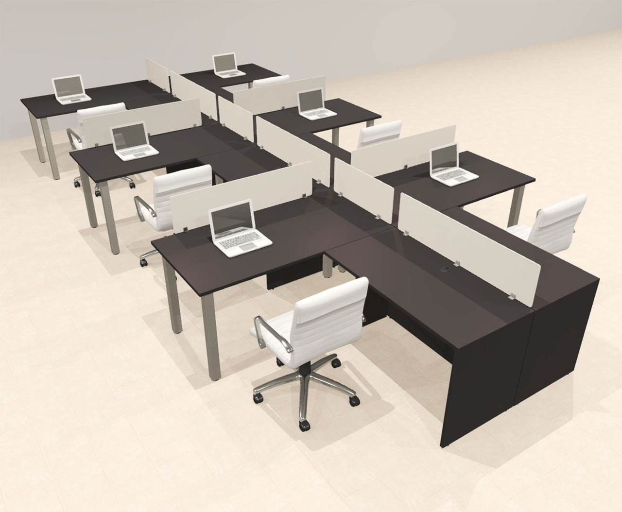 6 Person Modern  Metal Leg Office Workstation Desk Set, #OT-SUL-SPM114