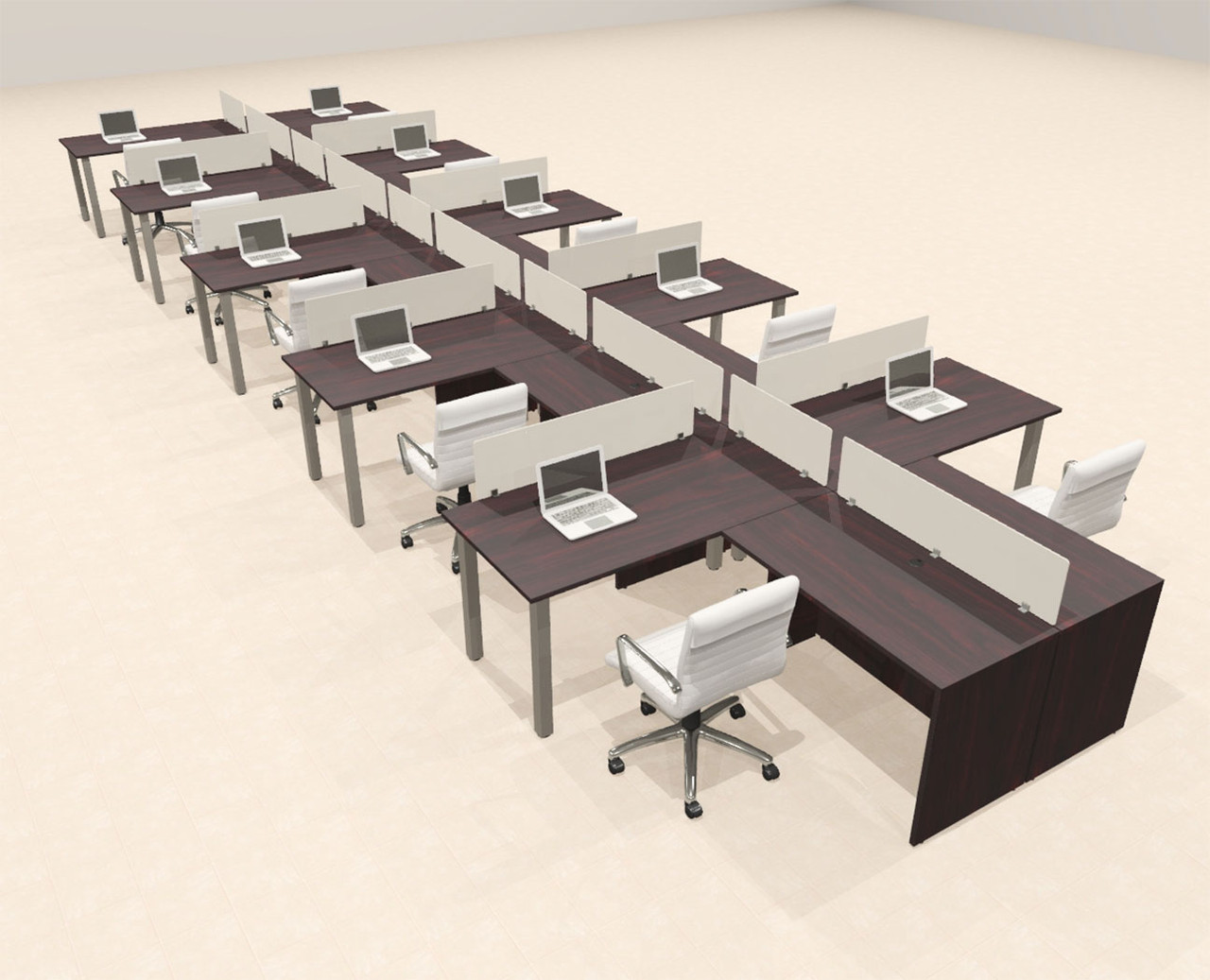 10 Person Modern  Metal Leg Office Workstation Desk Set, #OT-SUL-SPM123