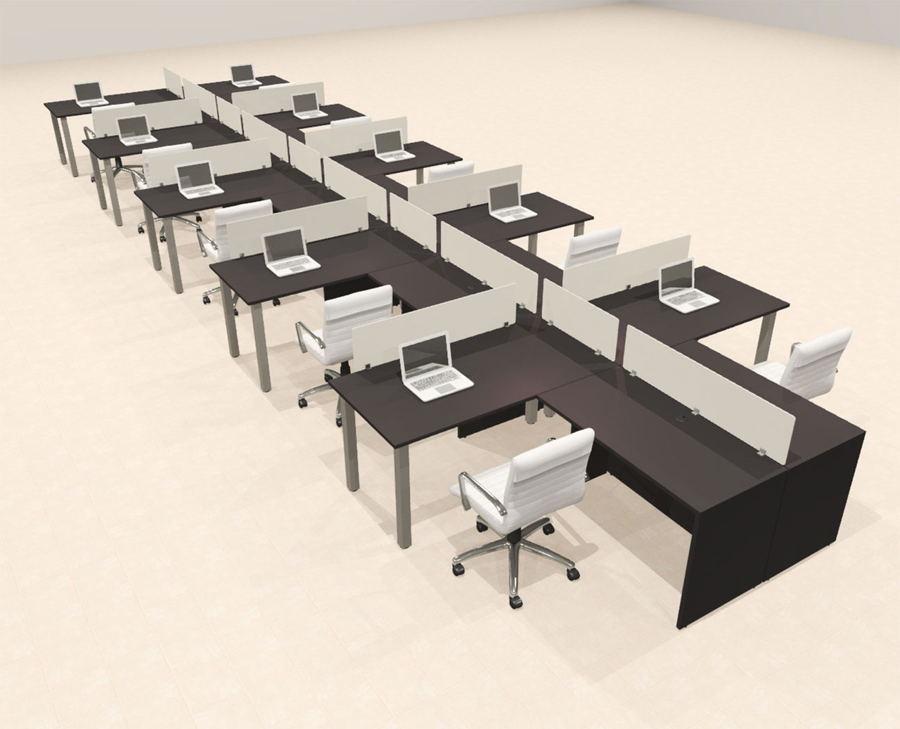 10 Person Modern  Metal Leg Office Workstation Desk Set, #OT-SUL-SPM124