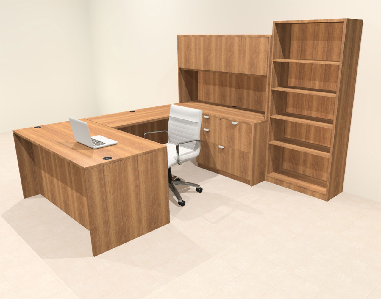 6pcs U Shaped 60"w X 102"d Modern Executive Office Desk, #OT-SUS-U71