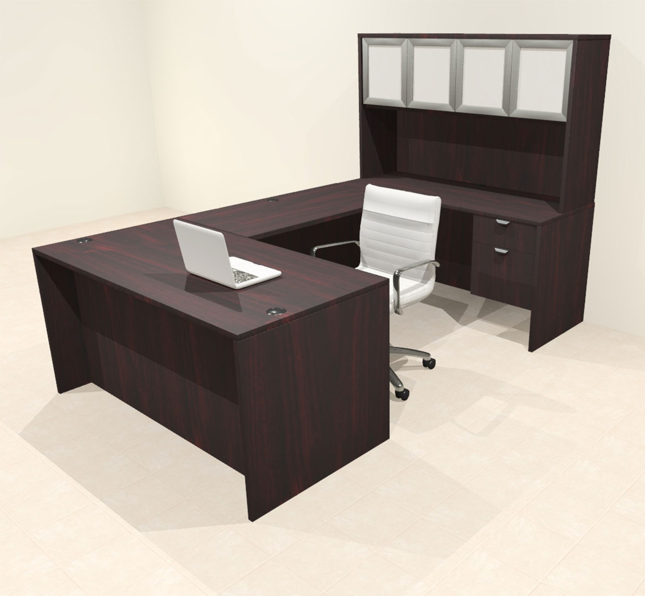 5pcs U Shaped 60"w X 102"d Modern Executive Office Desk, #OT-SUS-U79