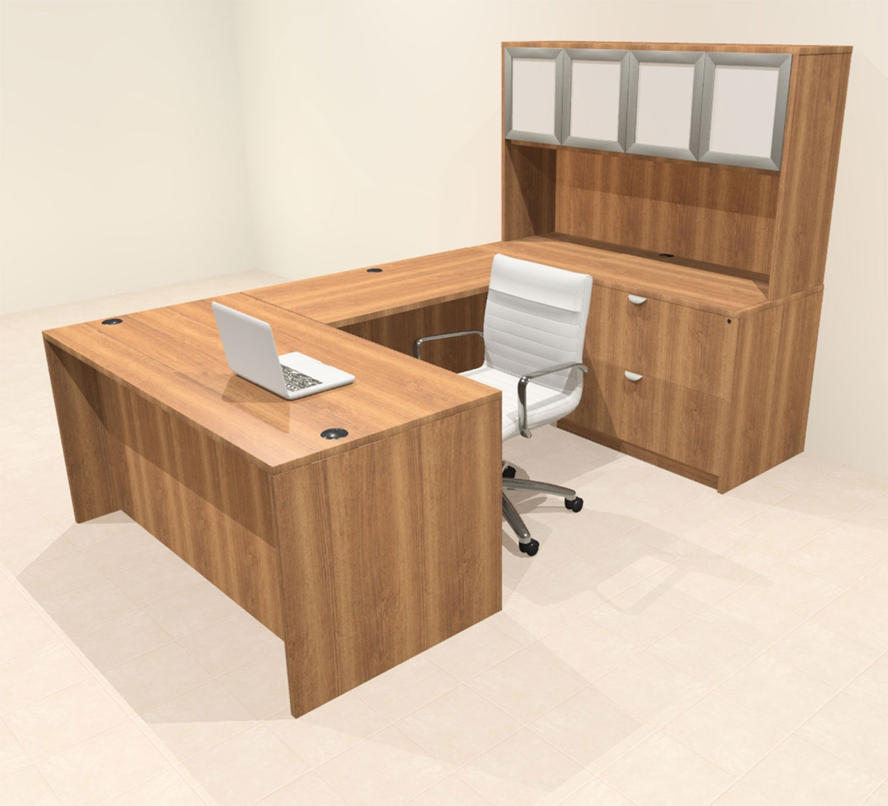 5pcs U Shaped 60"w X 102"d Modern Executive Office Desk, #OT-SUS-U81