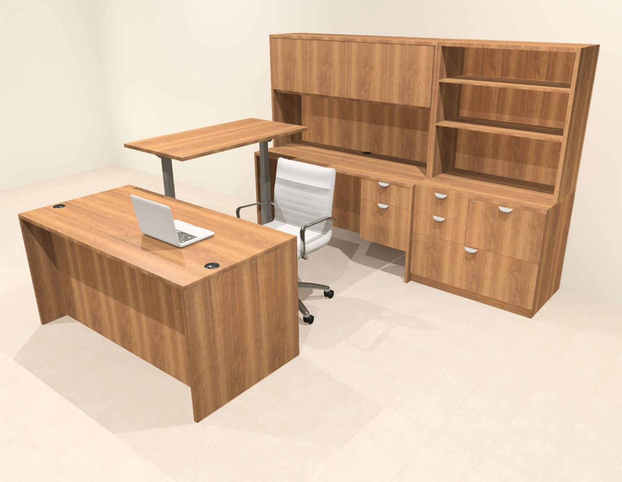 6pcs U Shaped 60"w X 102"d Modern Executive Office Desk, #OT-SUS-UH46