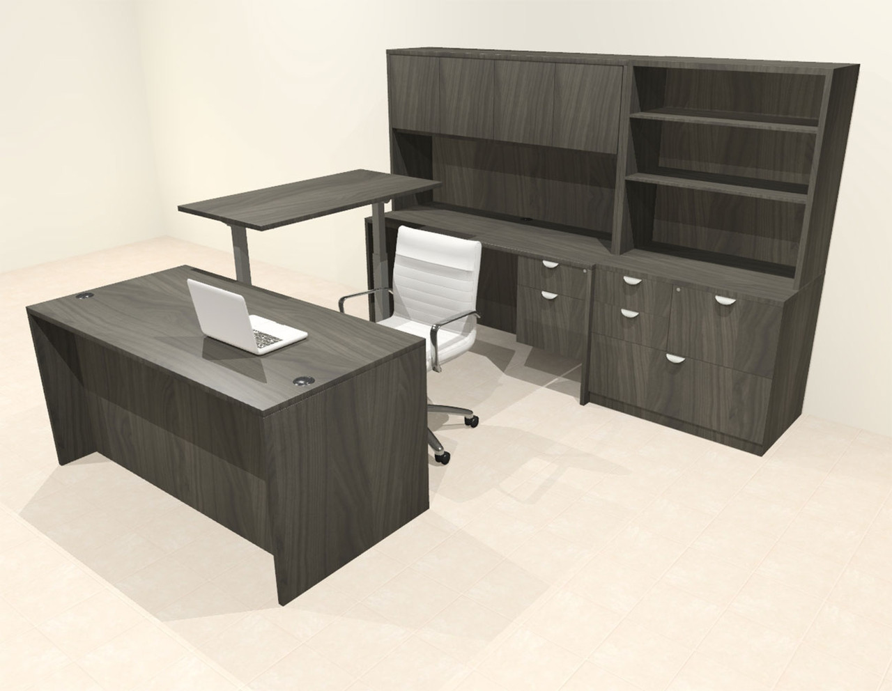 6pcs U Shaped 60"w X 102"d Modern Executive Office Desk, #OT-SUS-UH50