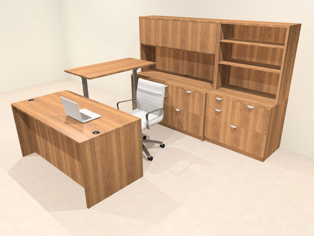 7pcs U Shaped 60"w X 102"d Modern Executive Office Desk, #OT-SUS-UH56