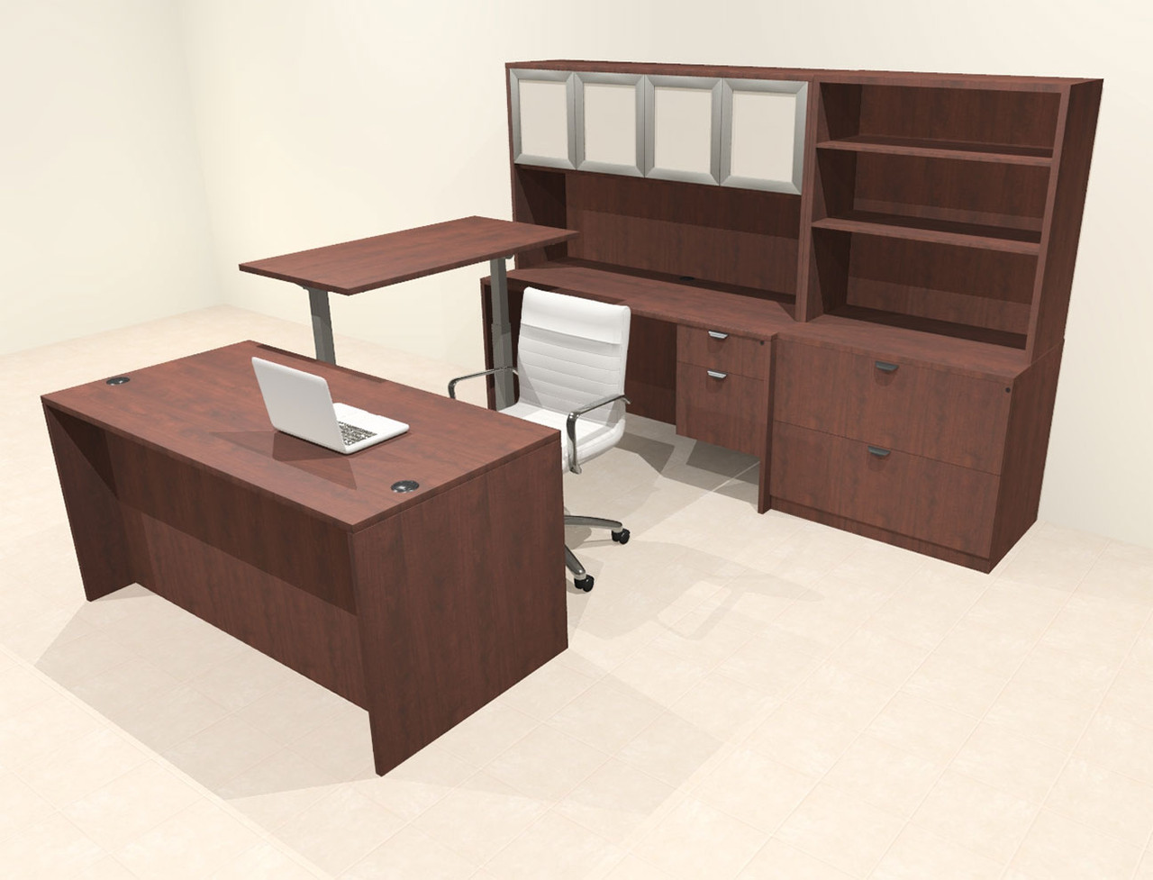 7pcs U Shaped 60"w X 102"d Modern Executive Office Desk, #OT-SUS-UH92