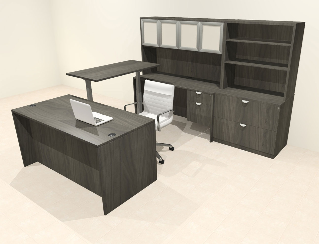 7pcs U Shaped 60"w X 102"d Modern Executive Office Desk, #OT-SUS-UH95