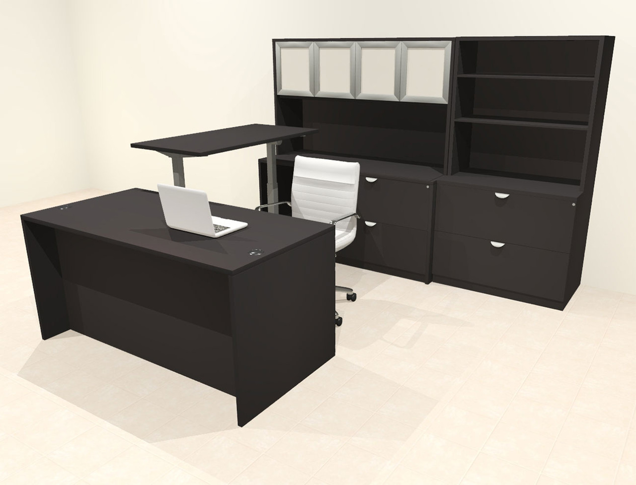 7pcs U Shaped 60"w X 102"d Modern Executive Office Desk, #OT-SUS-UH99