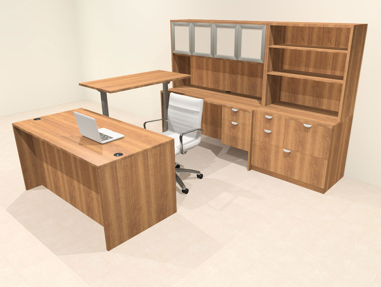 7pcs U Shaped 60"w X 102"d Modern Executive Office Desk, #OT-SUS-UH106