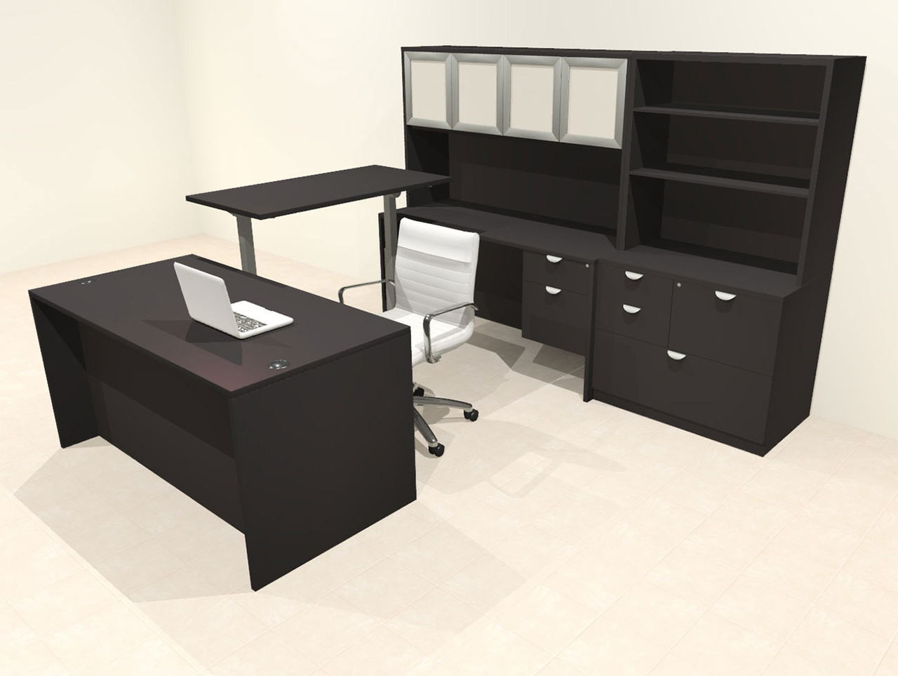 7pcs U Shaped 60"w X 102"d Modern Executive Office Desk, #OT-SUS-UH109