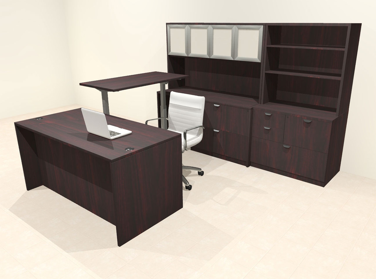 7pcs U Shaped 60"w X 102"d Modern Executive Office Desk, #OT-SUS-UH113