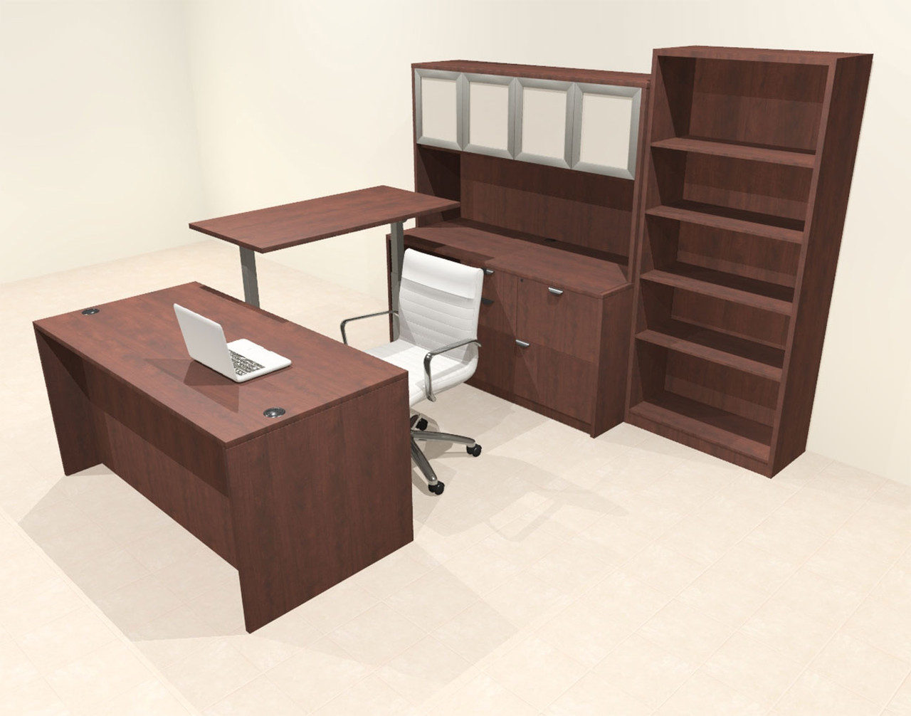 6pcs U Shaped 60"w X 102"d Modern Executive Office Desk, #OT-SUS-UH132
