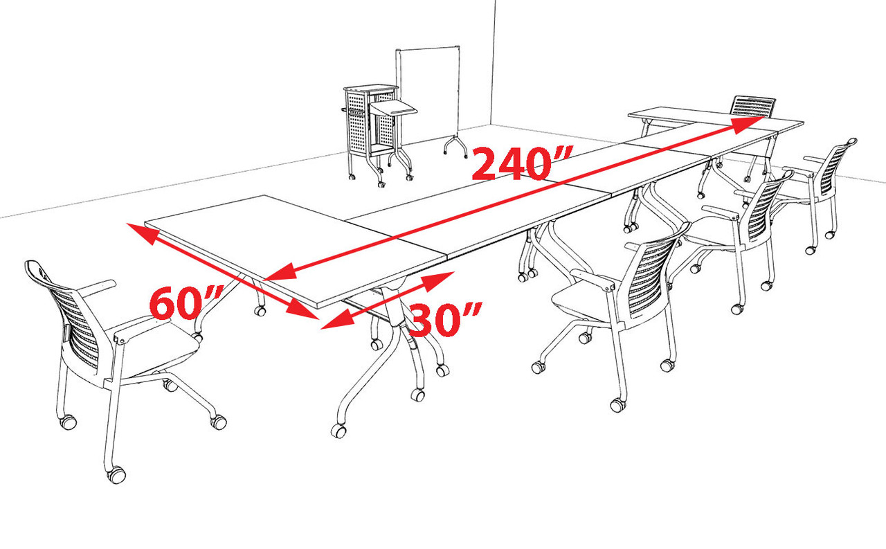 5pcs U Shape 20' Feet Nesting Training / Conference Table, #OT-SUL-T17-B