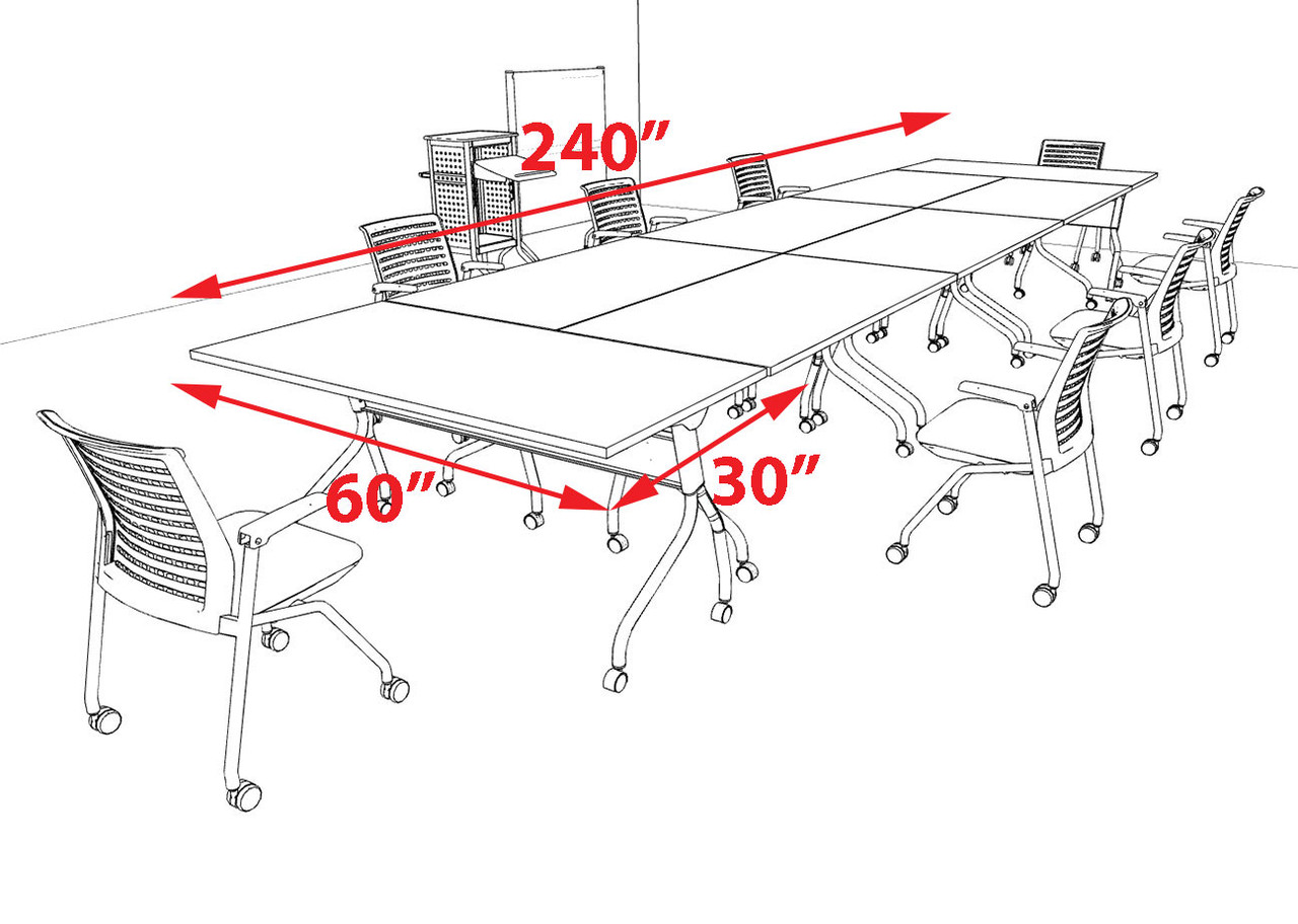 8pcs RETANGULAR Shape 20' Feet Nesting Training / Conference Table, #OT-SUL-T34-C