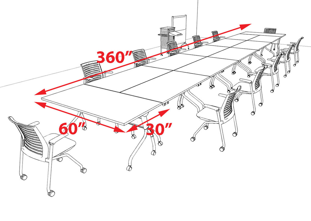 12pcs RETANGULAR Shape 30' Feet Nesting Training / Conference Table, #OT-SUL-T53-C