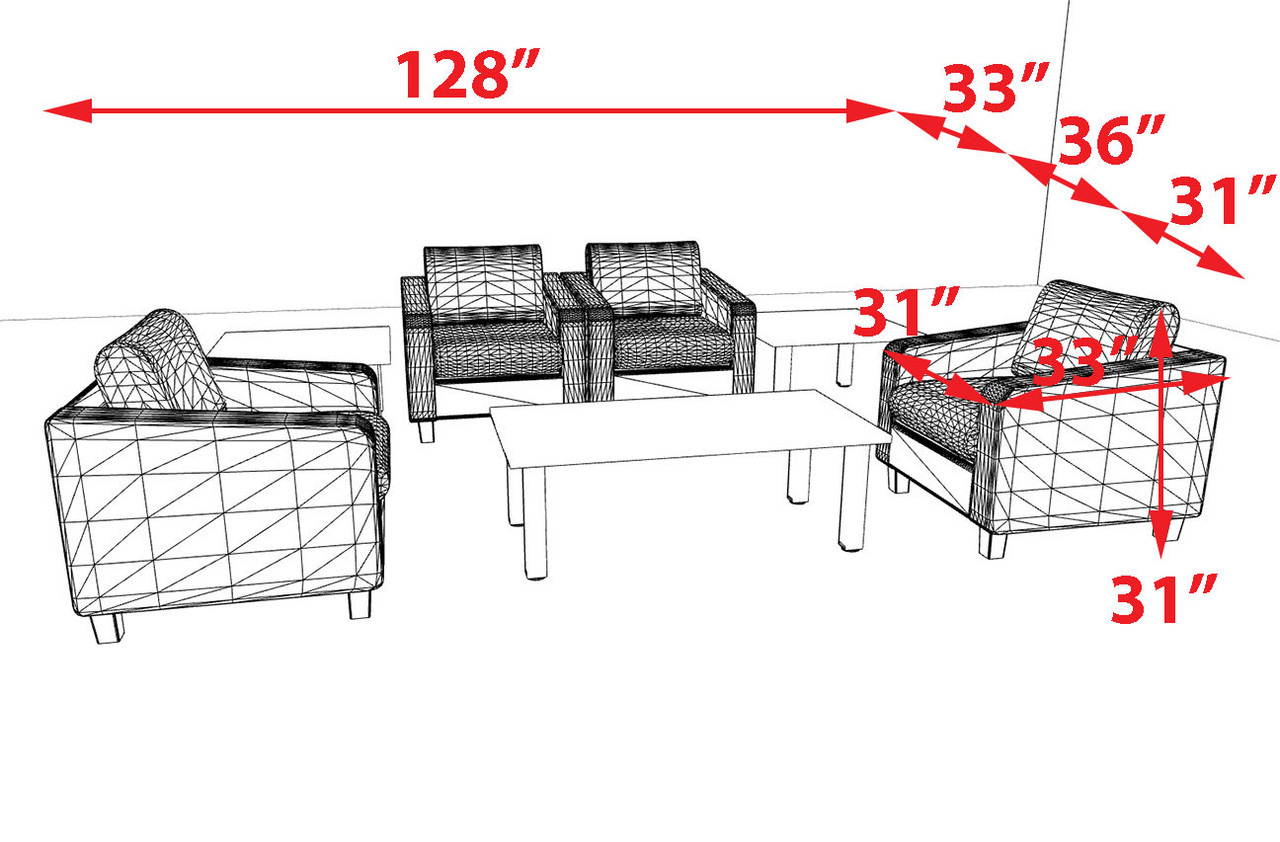 4pcs 4 Person Modern Office LeatherSoft CHAIR Set, #OT-LOS-CF3