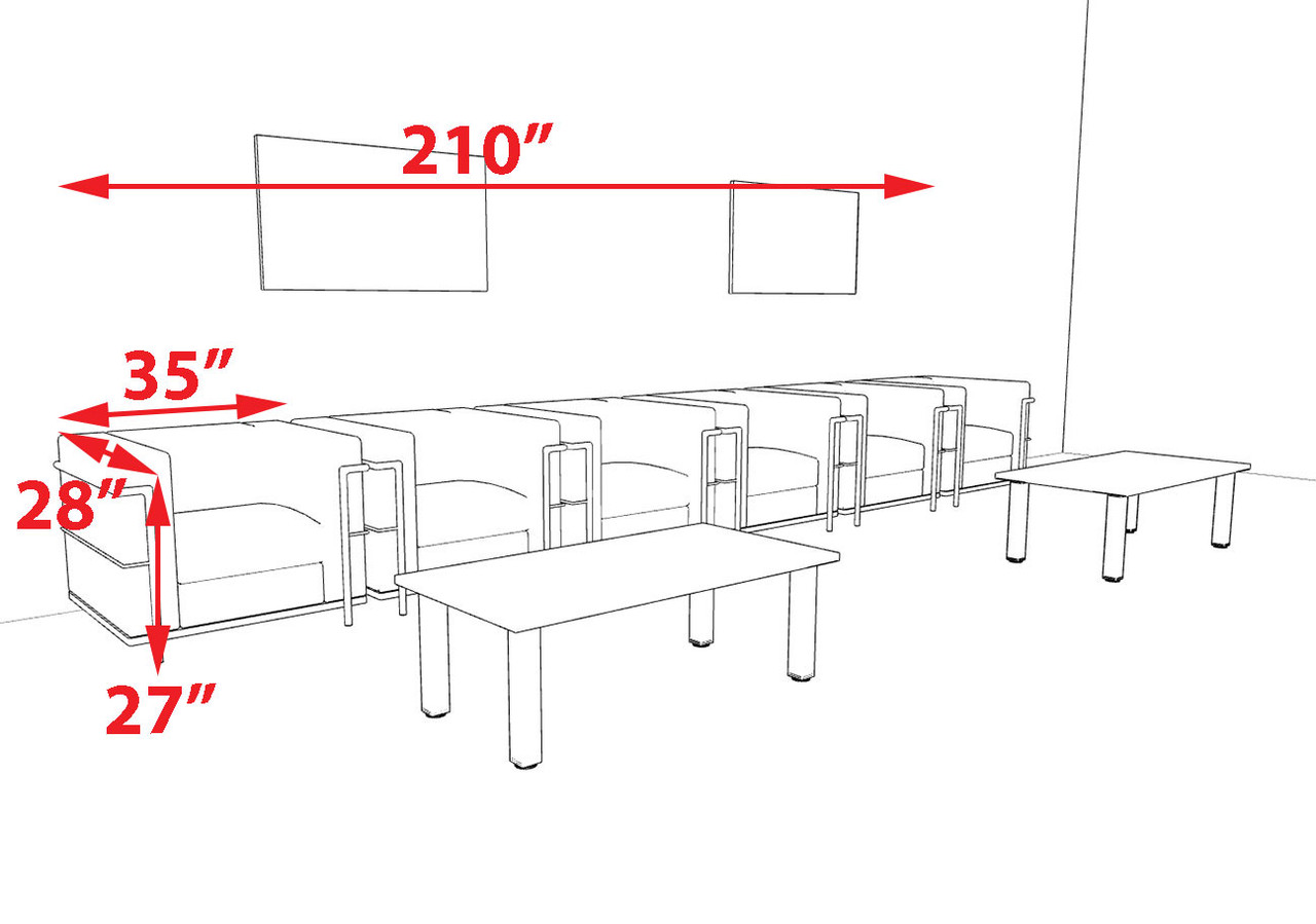 6pcs 6 Person Modern Office LeatherSoft CHAIR Set, #UF-REG-CW5-A