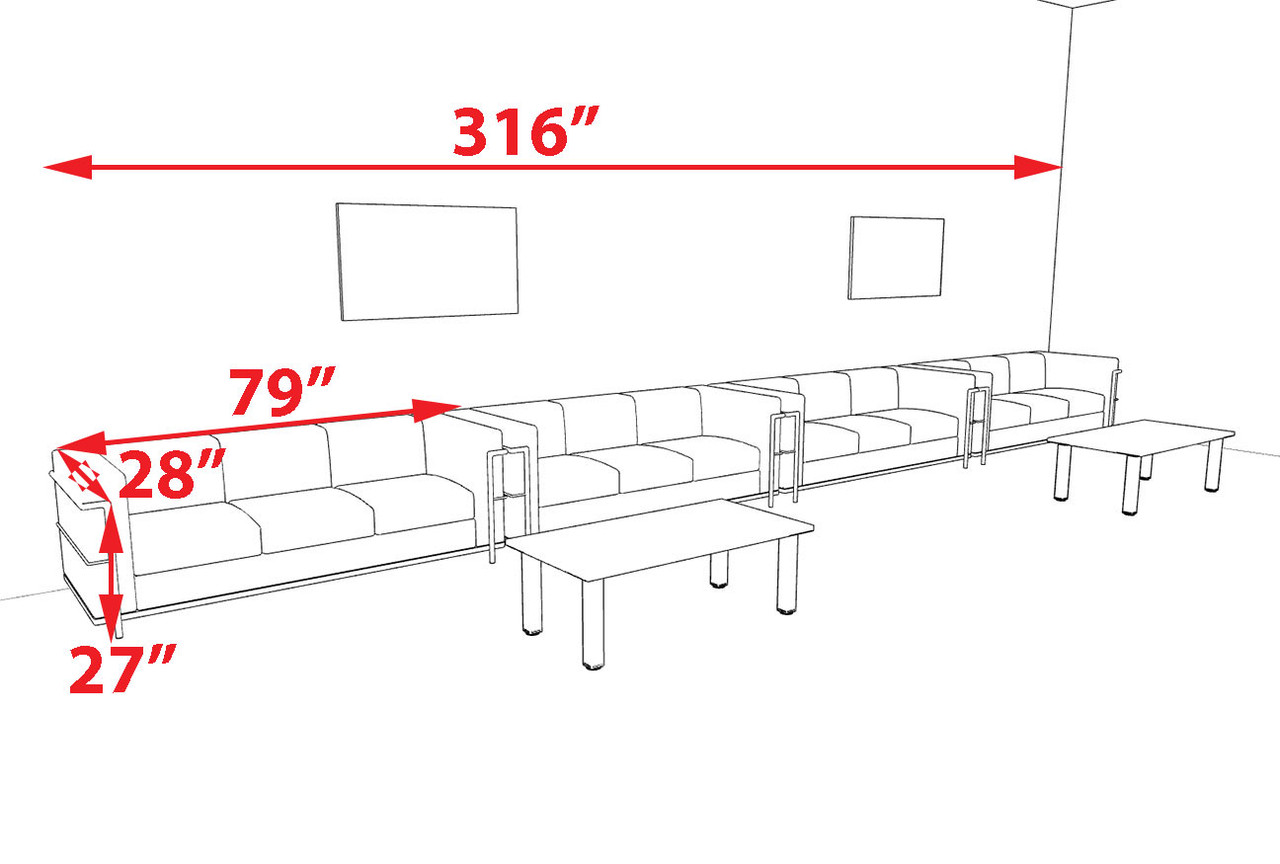 4pcs 12 Person Modern Office LeatherSoft SOFA Set, #UF-REG-SW4-A