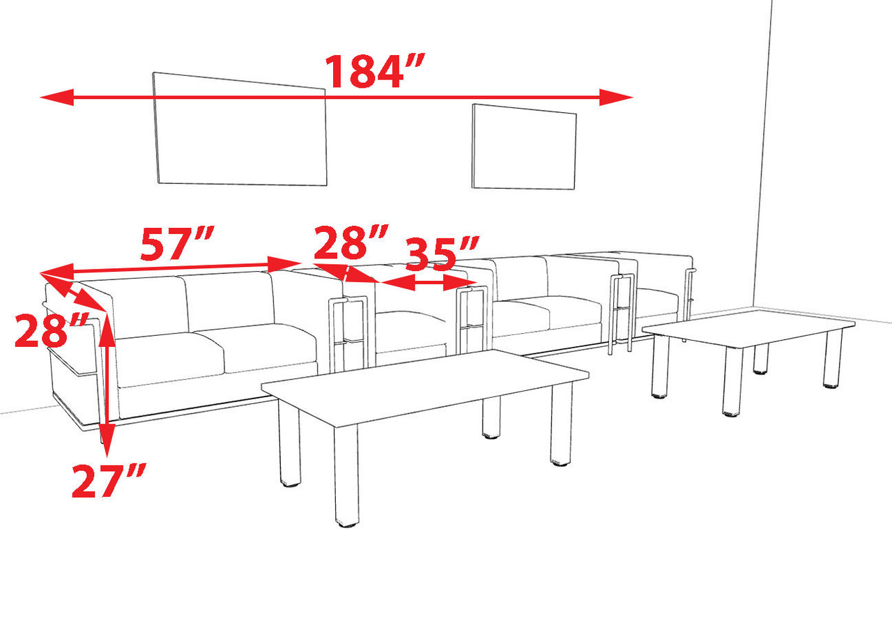 4pcs 6 Person Modern Office LeatherSoft CHAIR + LOVE Set, #UF-REG-CLW2-A