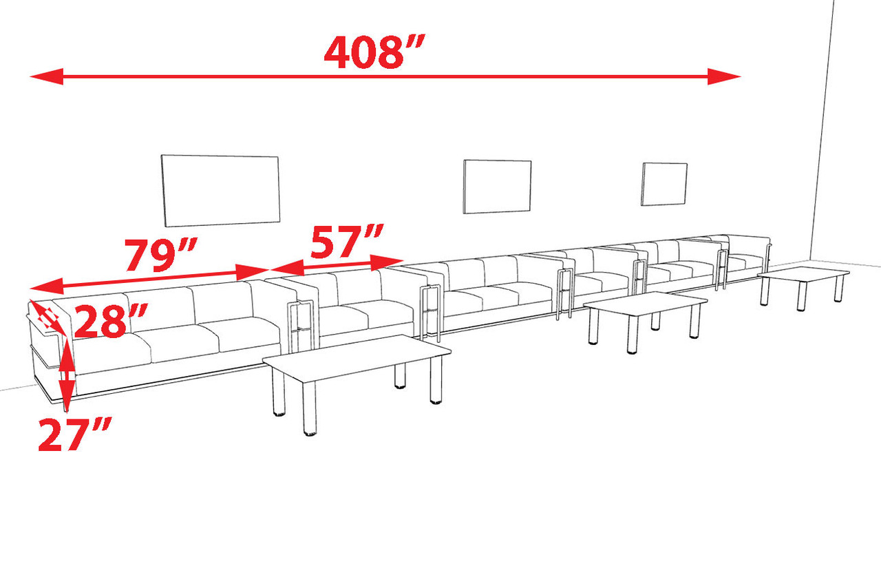 6pcs 15 Person Modern Office LeatherSoft LOVE + SOFA Set, #UF-REG-LSW3-A