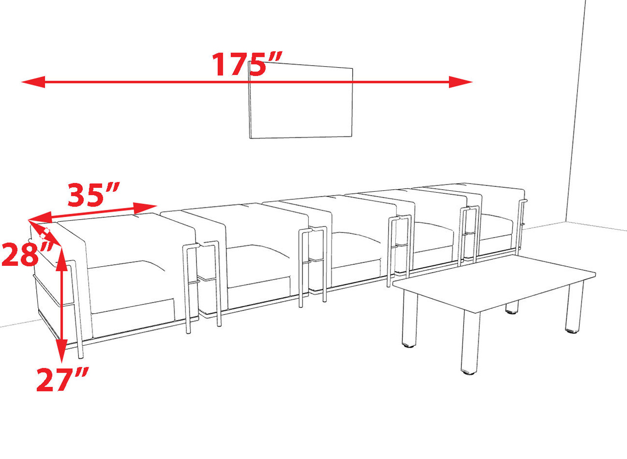 5pcs 5 Person Modern Office LeatherSoft CHAIR Set, #UF-REG-CW4-B