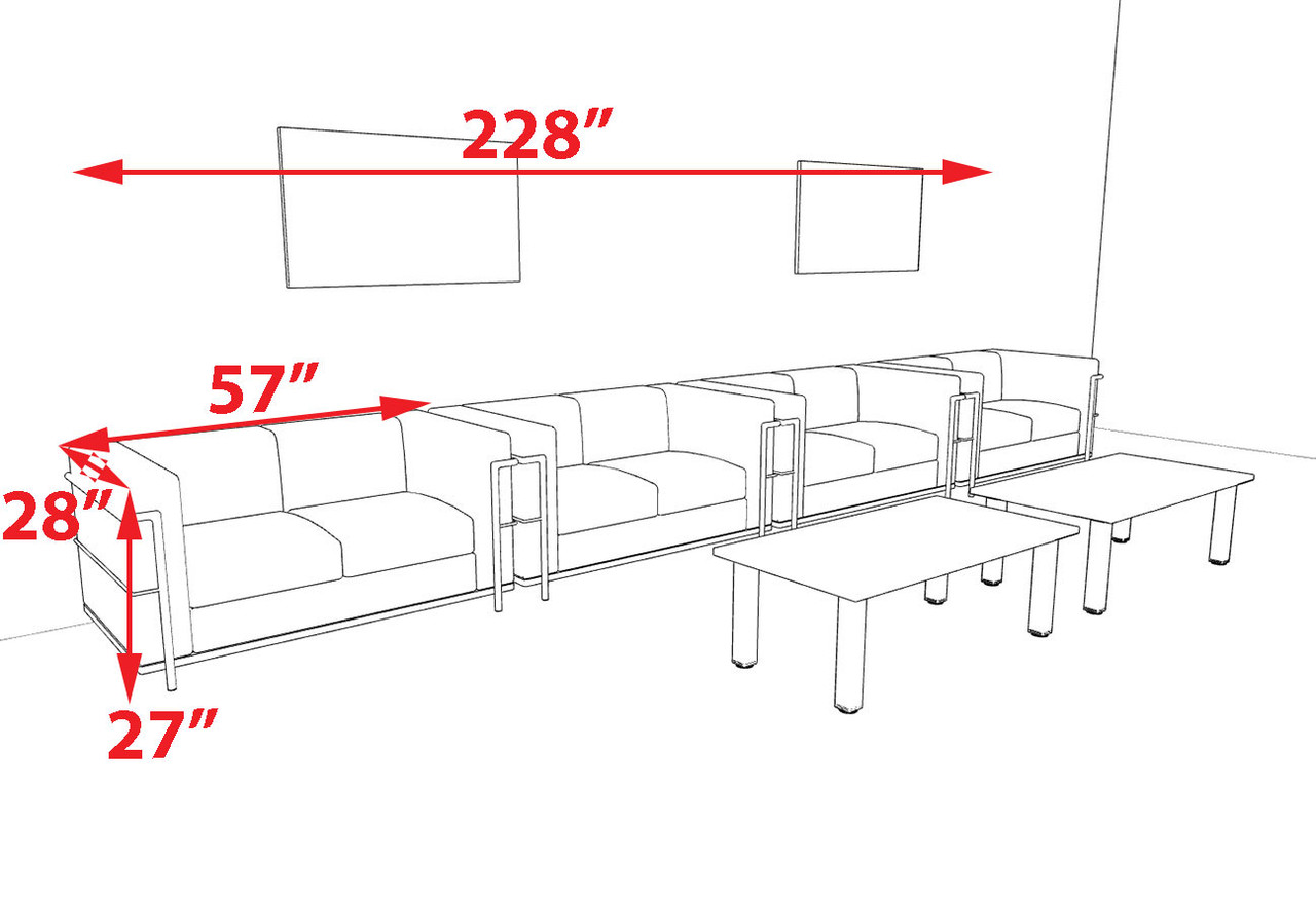 4pcs 8 Person Modern Office LeatherSoft LOVE Set, #UF-REG-LW4-B