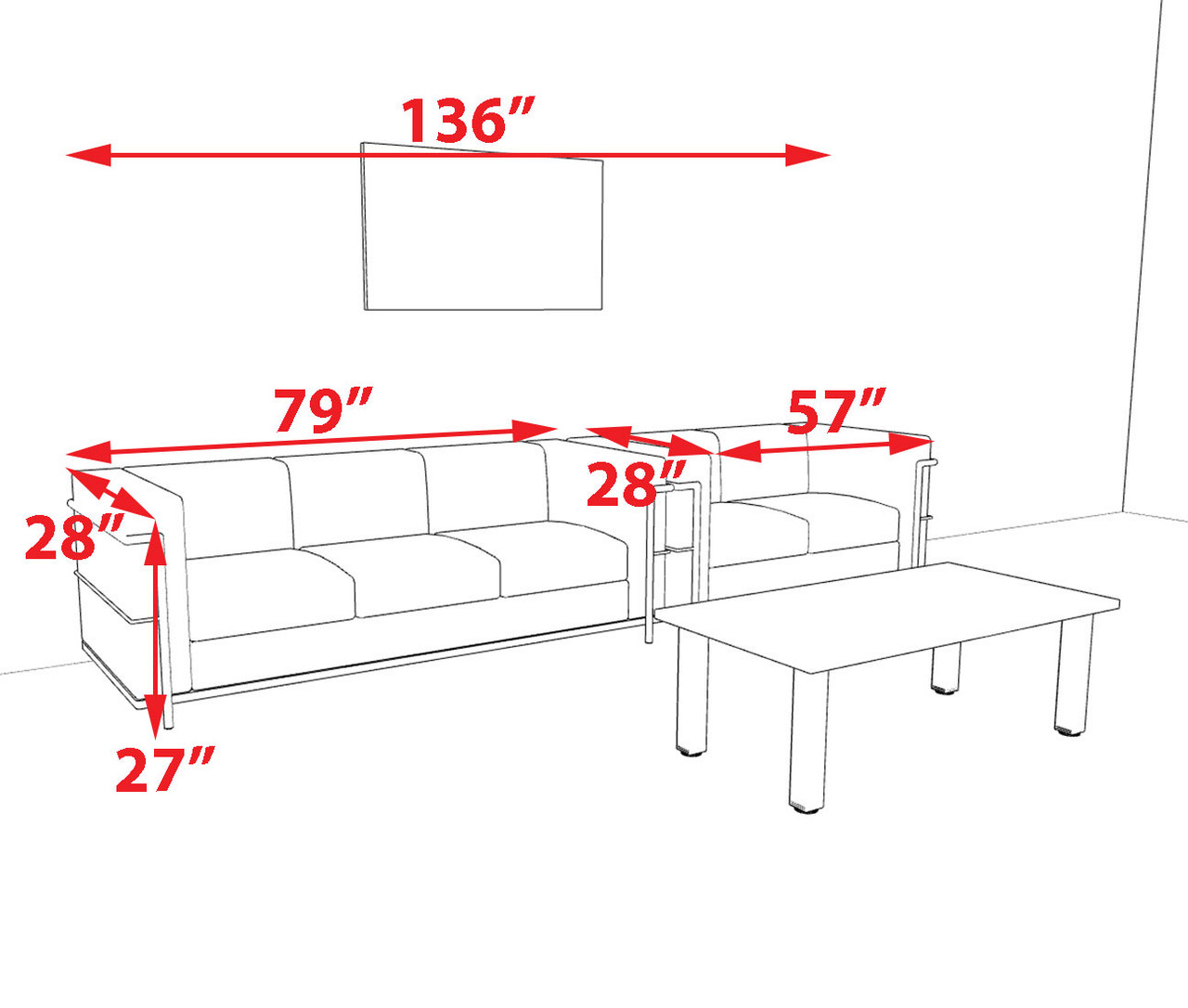 2pcs 5 Person Modern Office LeatherSoft LOVE + SOFA Set, #UF-REG-LSW1-B