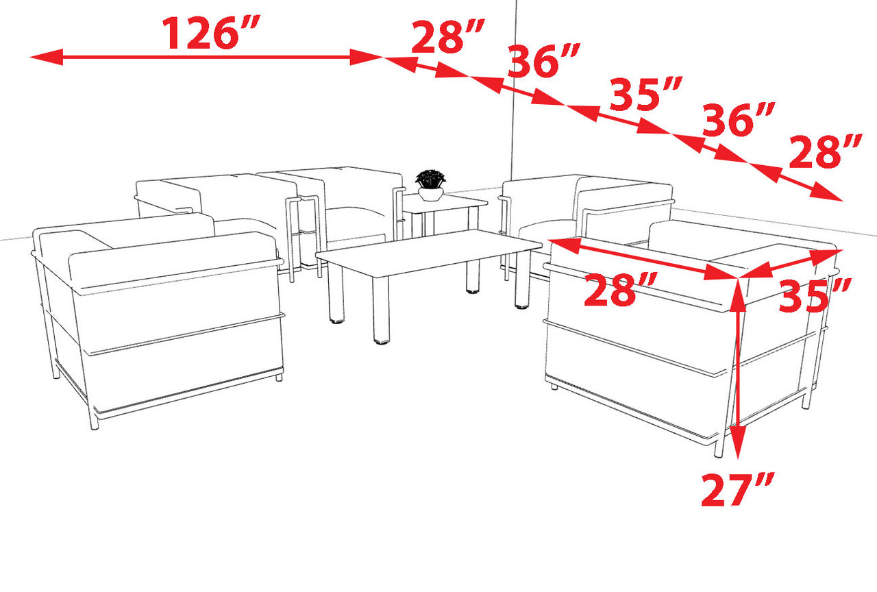 5pcs 5 Person Modern Office LeatherSoft CHAIR Set, #UF-REG-CF4-B